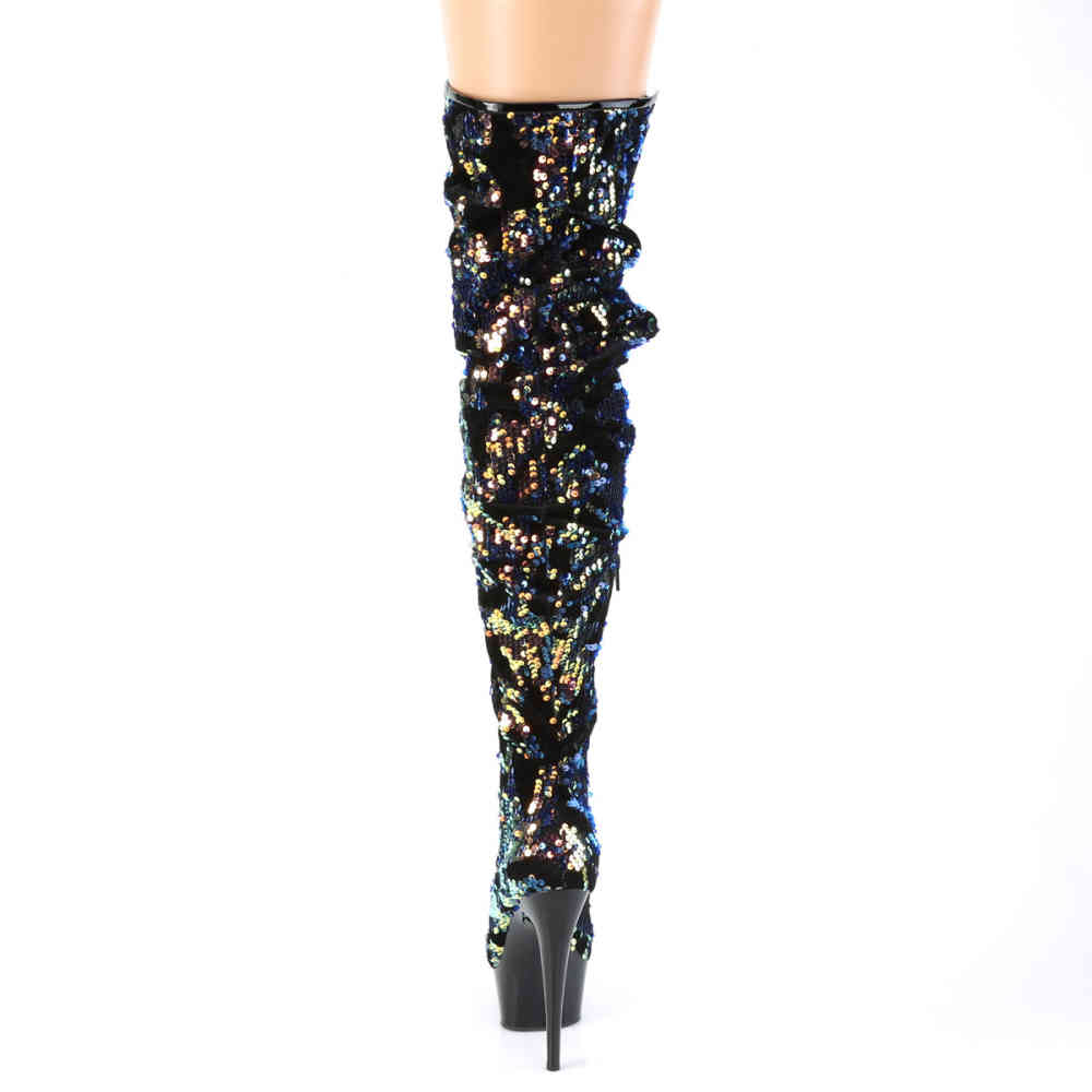 Pleaser Pleaser Overknee Boots DELIGHT3004 BlueBlack pleaser overknee laarzen met hak | overknee schoenen